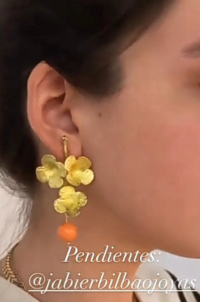 Pendientes 3 Flores Coral
